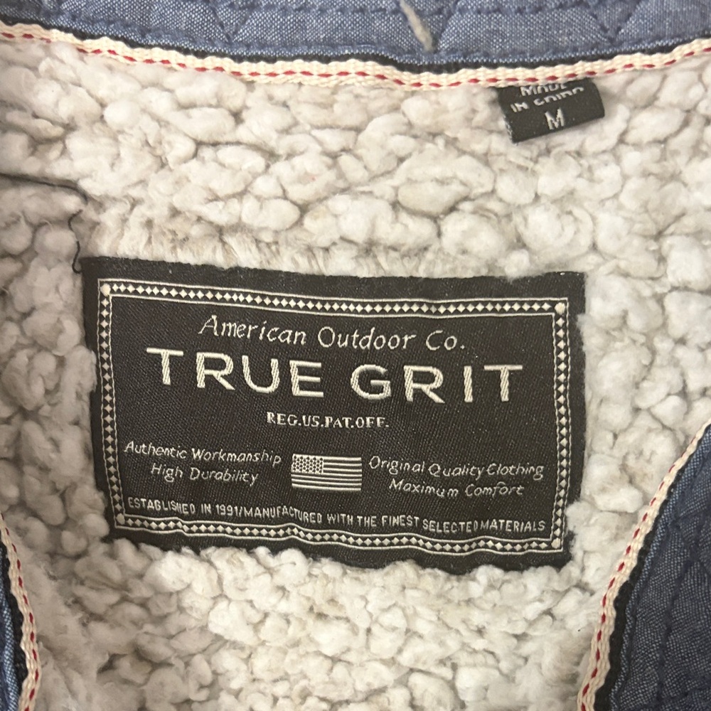 True Grit Blue and White Plaid Shirt Jacket Size Medium - Picture 5 of 8